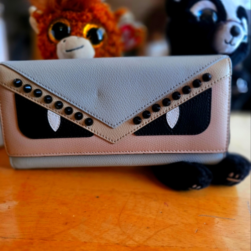 Fendi Monster Wallet Light Pink And Blue